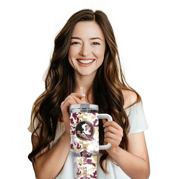 customized florida state seminoles camo mashup garnet white curved tumbler premium grade.webp