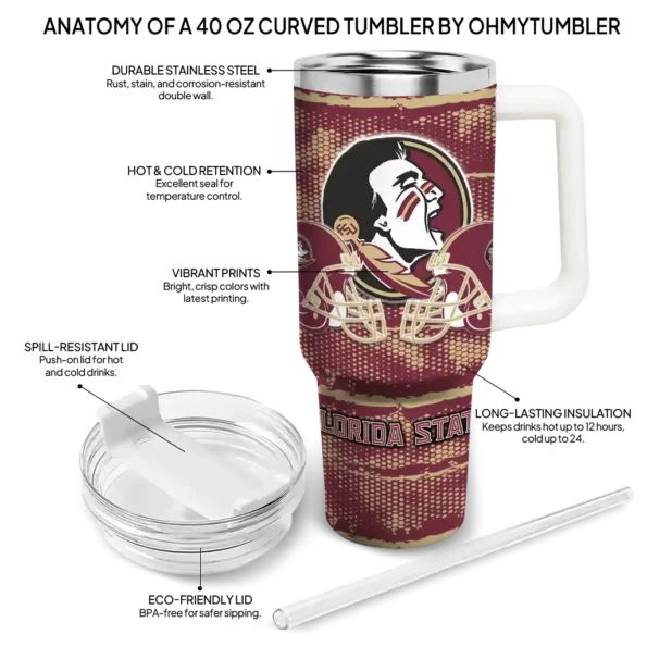customized florida state seminoles honey streaks garnet curved tumbler new arrival.webp