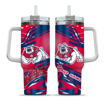 customized fresno state bulldogs abstract paths red curved tumbler best selling.webp