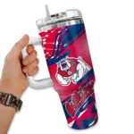 customized fresno state bulldogs abstract paths red curved tumbler best selling.webp