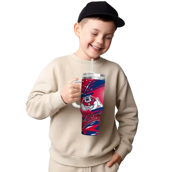 customized fresno state bulldogs abstract paths red curved tumbler latest model.webp