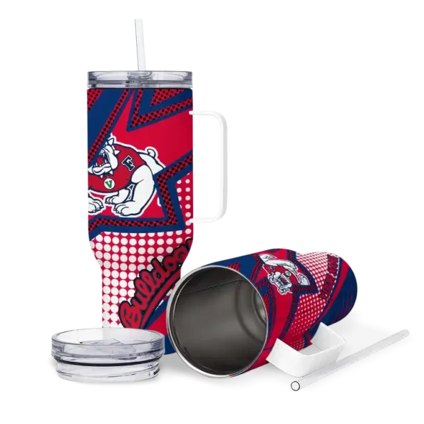 customized fresno state bulldogs arrow burst red curved tumbler high quality.webp