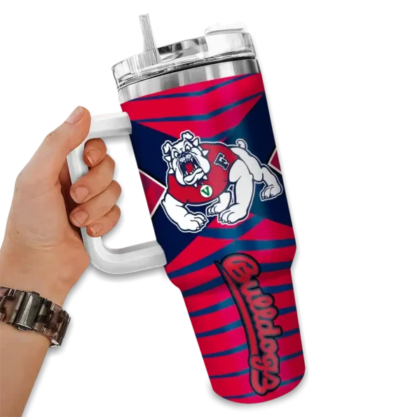 customized fresno state bulldogs chevron layers red curved tumbler fashion forward.webp