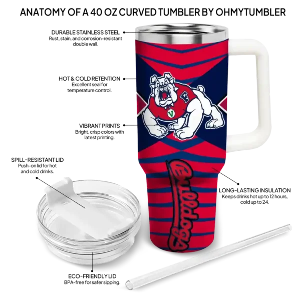 customized fresno state bulldogs chevron layers red curved tumbler new arrival.webp