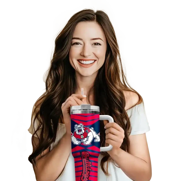customized fresno state bulldogs chevron layers red curved tumbler premium grade.webp