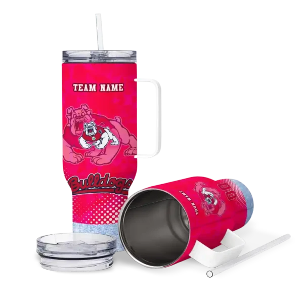 customized fresno state bulldogs geometric prism red curved tumbler high quality.webp