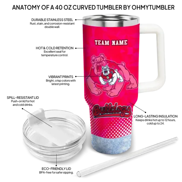 customized fresno state bulldogs geometric prism red curved tumbler new arrival.webp