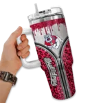 customized fresno state bulldogs leopard zipper red curved tumbler best selling.webp