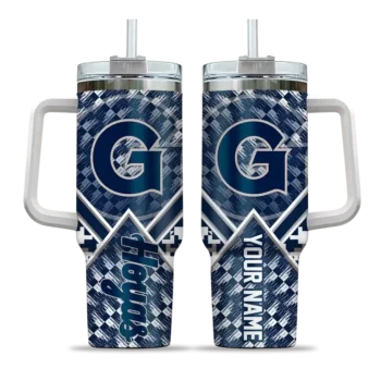 customized georgetown hoyas chevron angle blue curved tumbler best selling.webp