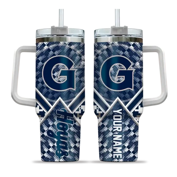 customized georgetown hoyas chevron angle blue curved tumbler best selling.webp