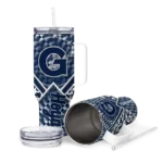 customized georgetown hoyas chevron angle blue curved tumbler best selling.webp
