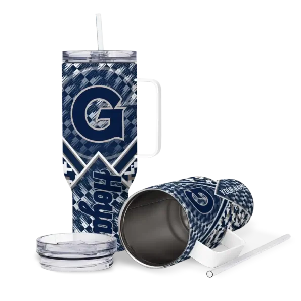 customized georgetown hoyas chevron angle blue curved tumbler high quality.webp
