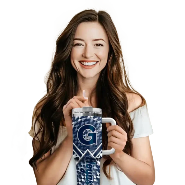 customized georgetown hoyas chevron angle blue curved tumbler premium grade.webp