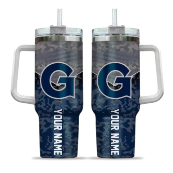 customized georgetown hoyas chevron stripe blue curved tumbler best selling.webp