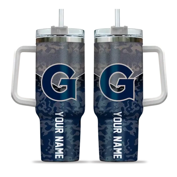 customized georgetown hoyas chevron stripe blue curved tumbler best selling.webp