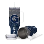 customized georgetown hoyas chevron stripe blue curved tumbler best selling.webp