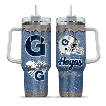 customized georgetown hoyas heart helmet motif blue curved tumbler best selling.webp