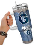 customized georgetown hoyas heart helmet motif blue curved tumbler best selling.webp