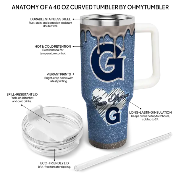 customized georgetown hoyas heart helmet motif blue curved tumbler new arrival.webp