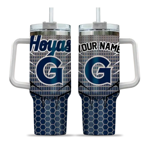customized georgetown hoyas hex texture blue curved tumbler best selling.webp