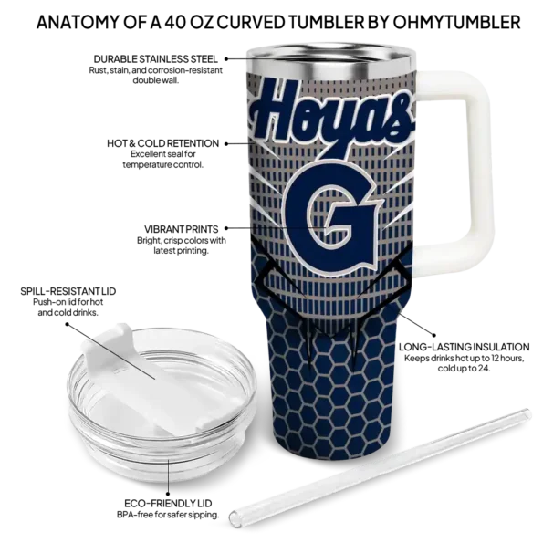 customized georgetown hoyas hex texture blue curved tumbler new arrival.webp
