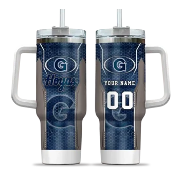 customized georgetown hoyas hexagon armor blue curved tumbler best selling.webp