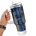customized georgetown hoyas hexagon armor blue curved tumbler best selling.webp