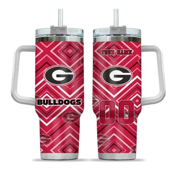customized georgia bulldogs bold diamonds red curved tumbler best selling.webp