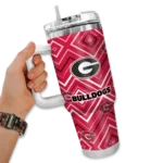 customized georgia bulldogs bold diamonds red curved tumbler best selling.webp