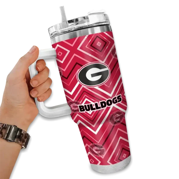 customized georgia bulldogs bold diamonds red curved tumbler fashion forward.webp