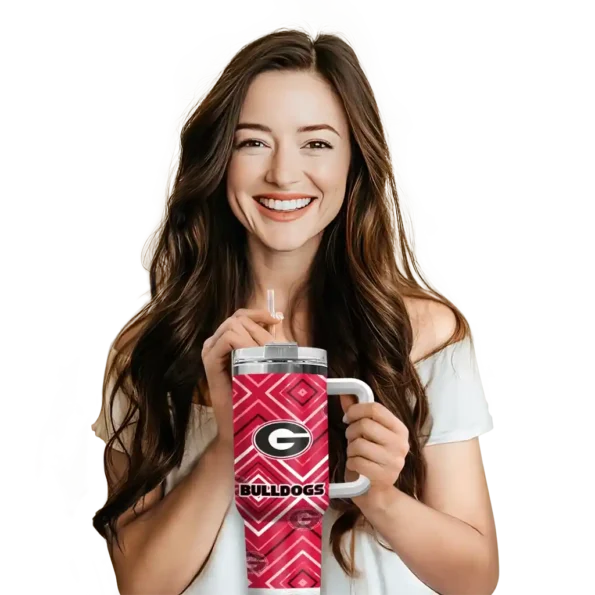customized georgia bulldogs bold diamonds red curved tumbler premium grade.webp