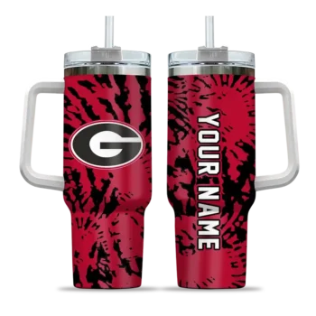 customized georgia bulldogs burst swirl red curved tumbler best selling.webp