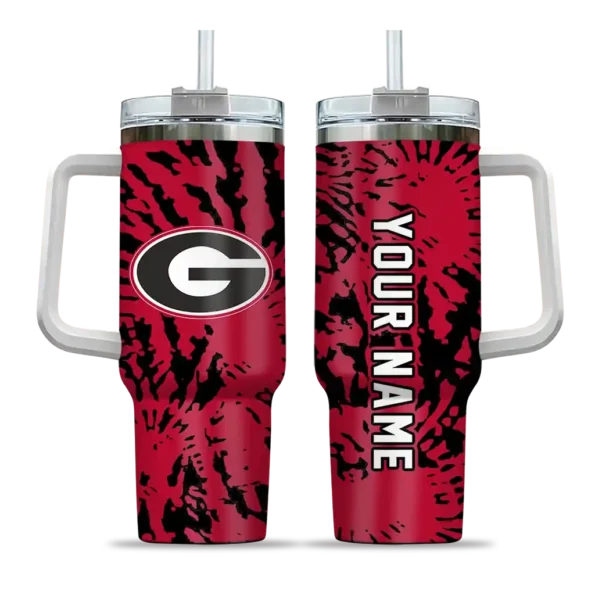 customized georgia bulldogs burst swirl red curved tumbler best selling.webp