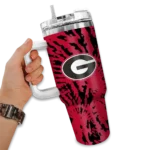 customized georgia bulldogs burst swirl red curved tumbler best selling.webp