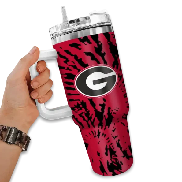 customized georgia bulldogs burst swirl red curved tumbler fashion forward.webp