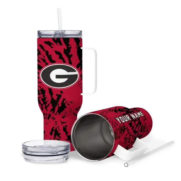 customized georgia bulldogs burst swirl red curved tumbler high quality.webp