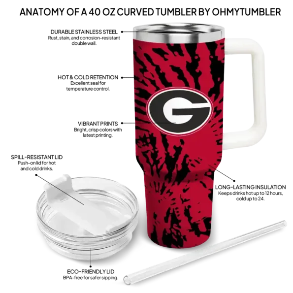 customized georgia bulldogs burst swirl red curved tumbler new arrival.webp
