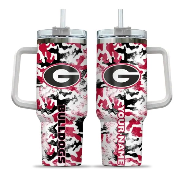 customized georgia bulldogs camo mashup red white curved tumbler best selling.webp