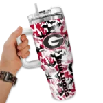 customized georgia bulldogs camo mashup red white curved tumbler best selling.webp