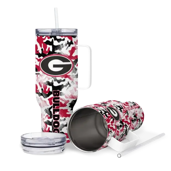 customized georgia bulldogs camo mashup red white curved tumbler high quality.webp