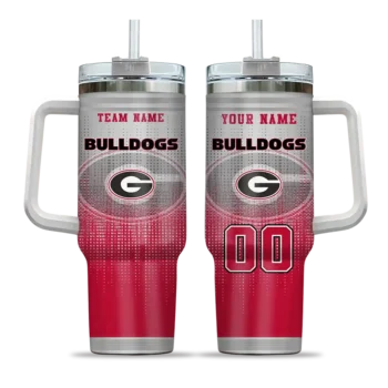 customized georgia bulldogs gradient dots red curved tumbler best selling.webp
