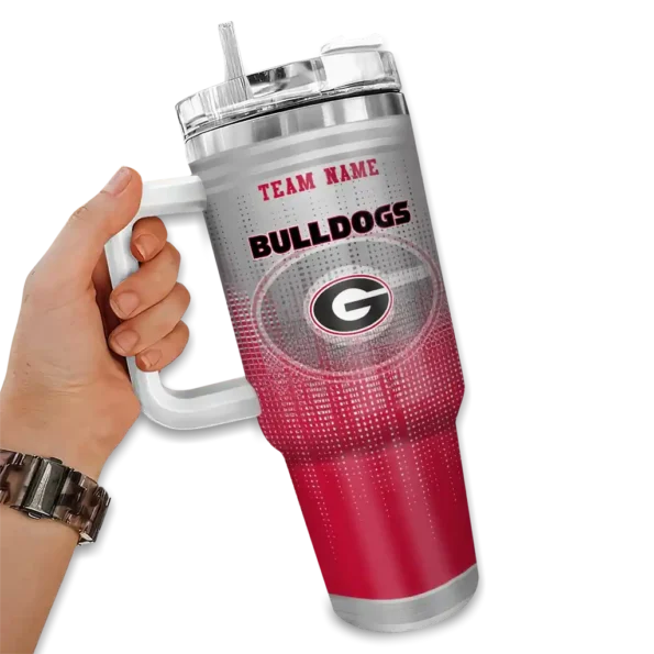 customized georgia bulldogs gradient dots red curved tumbler fashion forward.webp