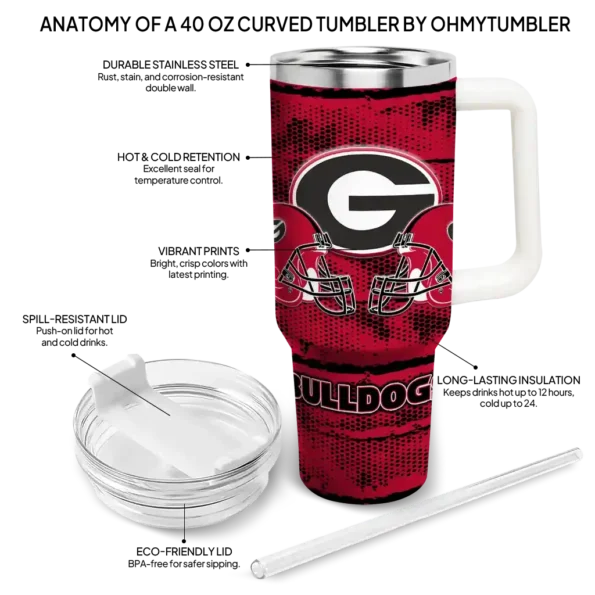 customized georgia bulldogs honey streaks red curved tumbler new arrival.webp