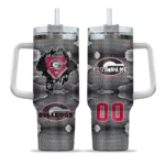 customized georgia bulldogs superman shield red gray curved tumbler best selling.webp