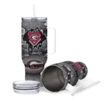 customized georgia bulldogs superman shield red gray curved tumbler best selling.webp