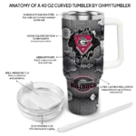 customized georgia bulldogs superman shield red gray curved tumbler best selling.webp