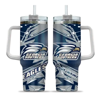 customized georgia southern eagles abstract paths blue curved tumbler best selling.webp