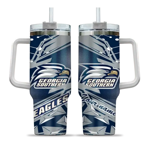 customized georgia southern eagles abstract paths blue curved tumbler best selling.webp