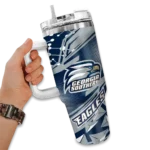 customized georgia southern eagles abstract paths blue curved tumbler best selling.webp