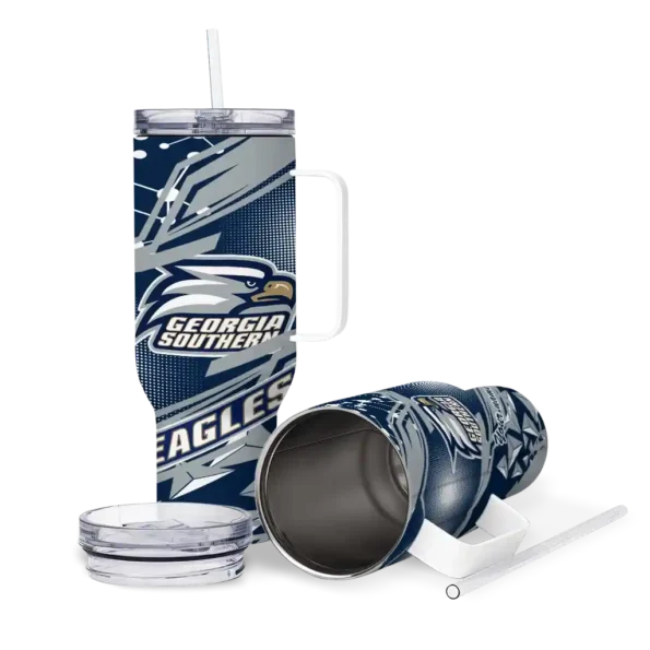 customized georgia southern eagles abstract paths blue curved tumbler high quality.webp